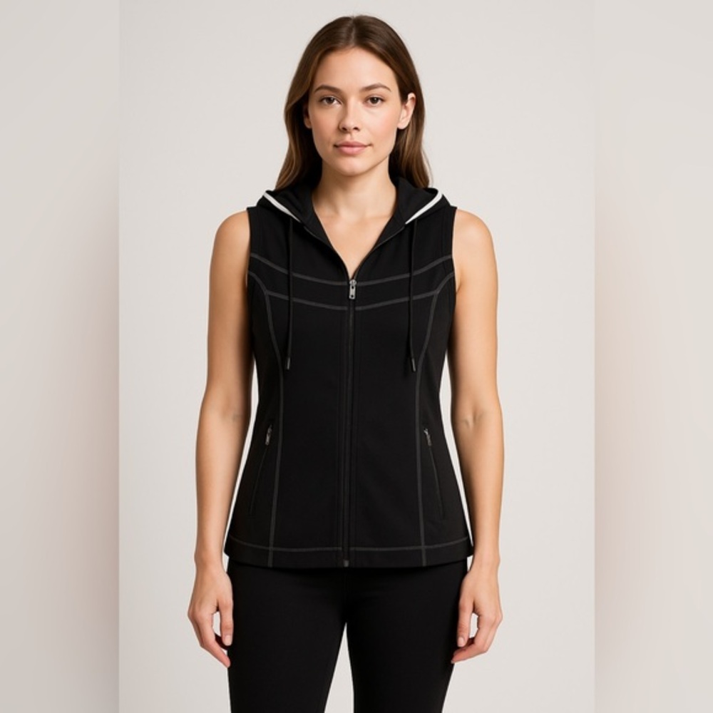 Nygård Sleeveless Zip Front Hooded Vest Size Large